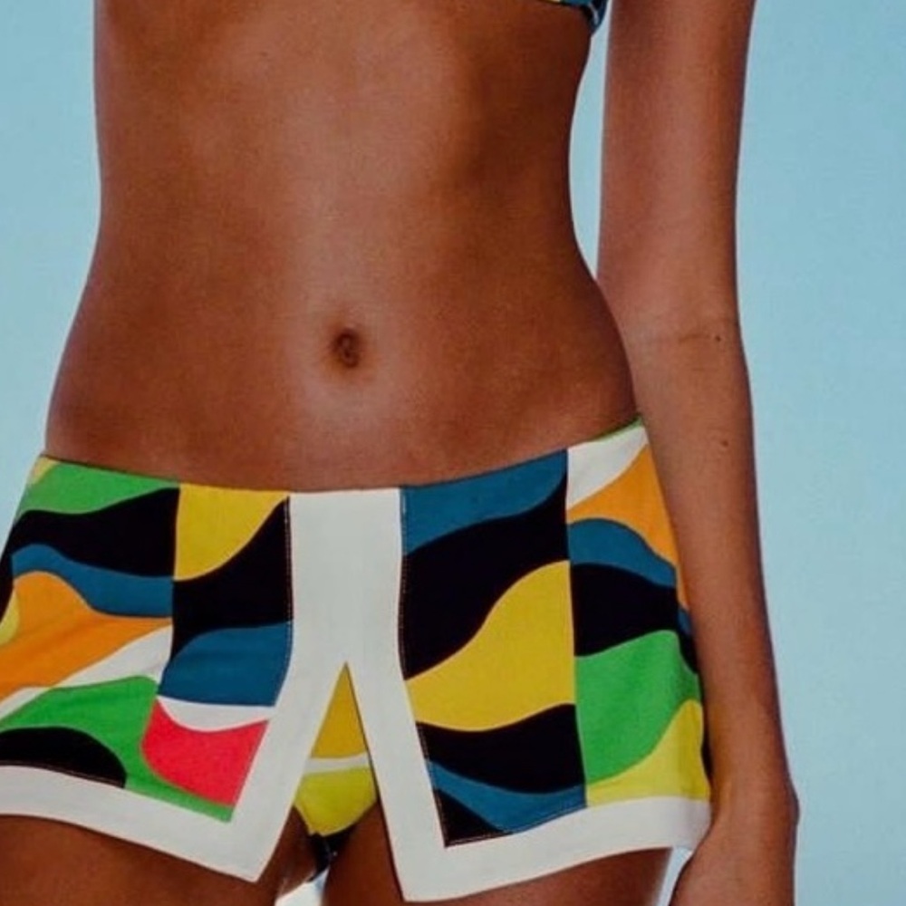 Vibrant High Waist Red and Yellow Patterned Shorts